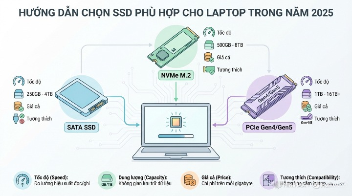 Hướng dẫn chọn SSD phù hợp cho laptop trong năm 2025